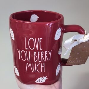 Rae Dunn LOVE YOU BERRY MUCH Valentine's Day Strawberry Design Mug 🍓